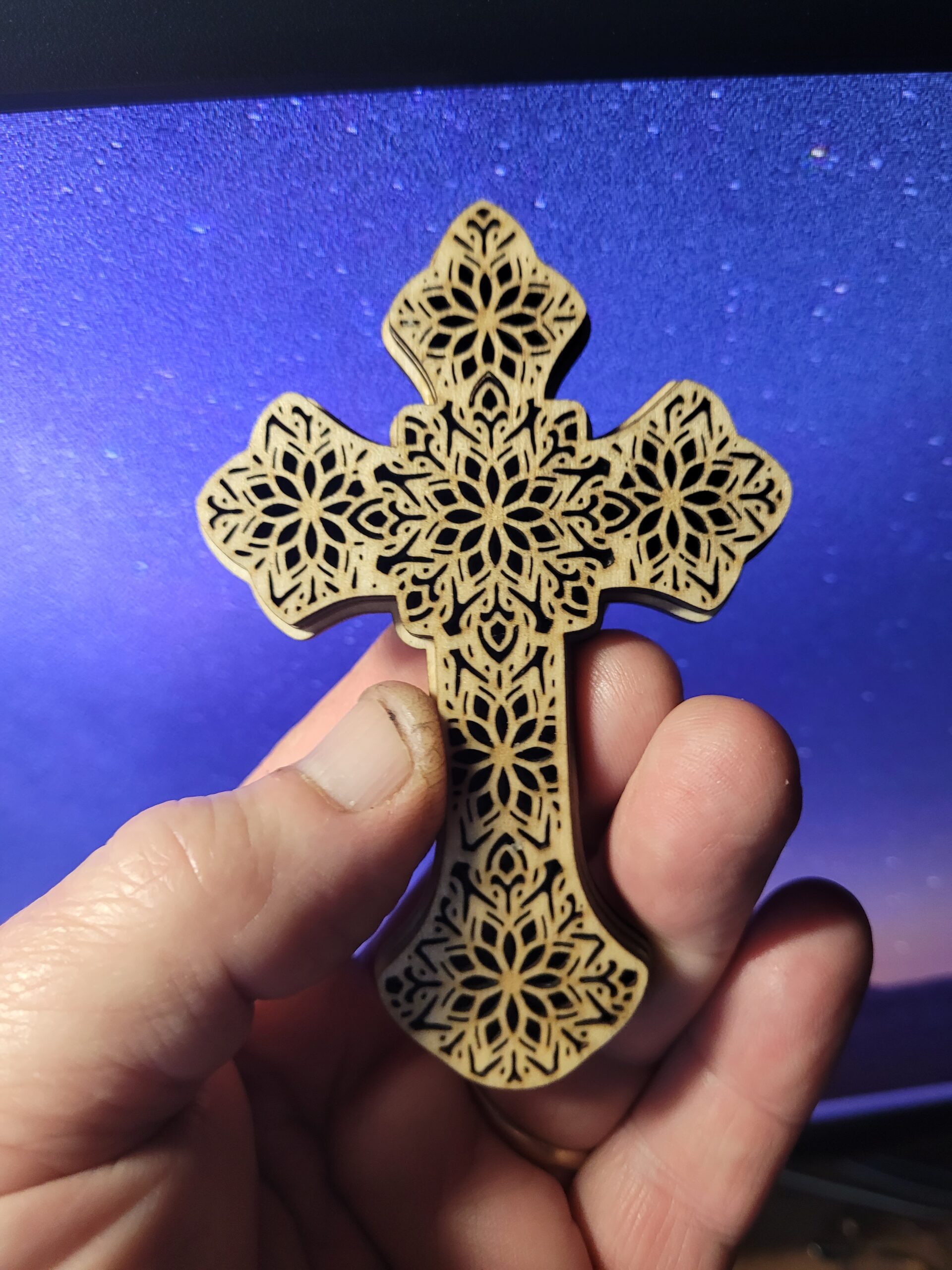 Intricately Carved Wooden Crucifix